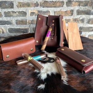 Handmade Horween Leather Cigar Case Scotch Grain